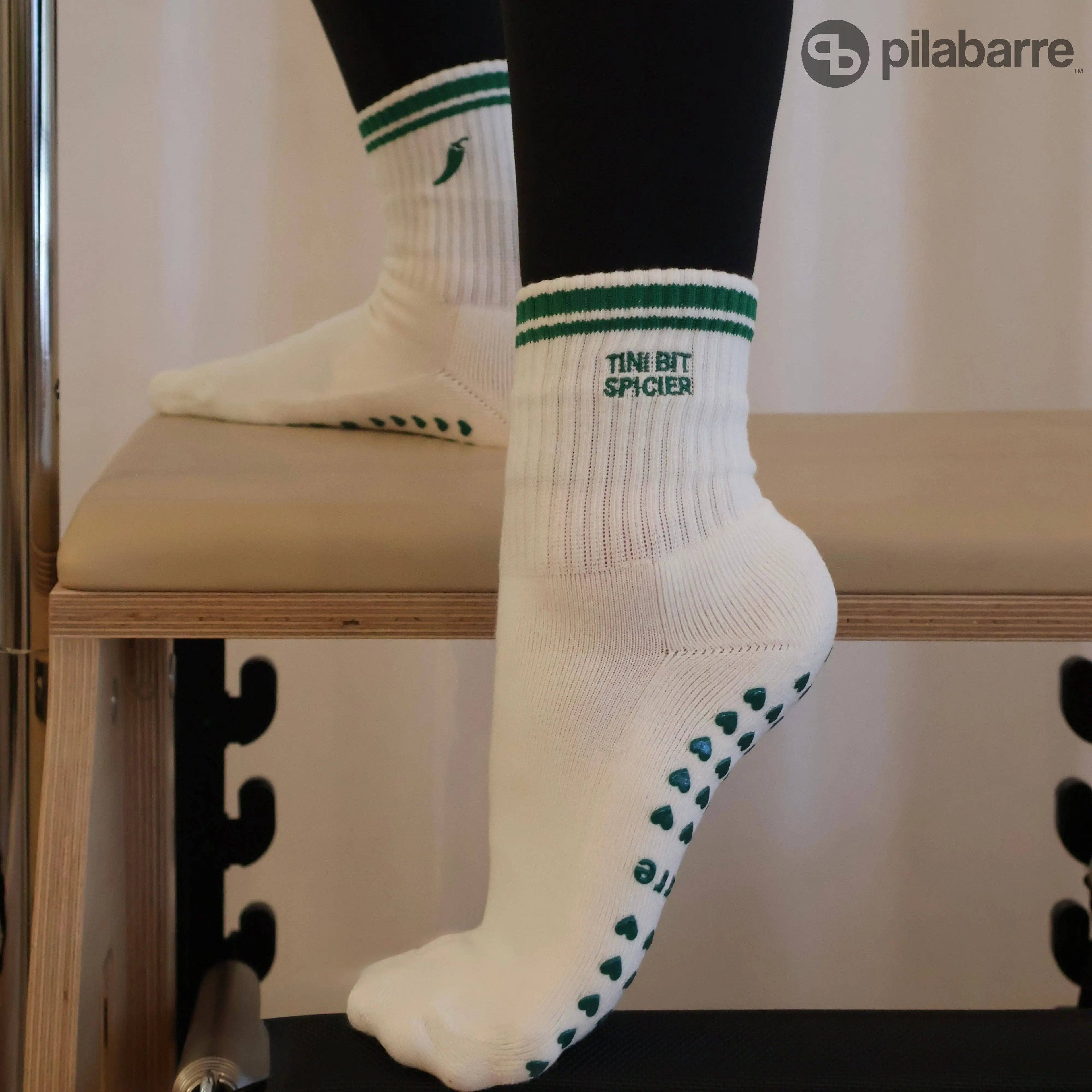 Tini Bit Spicier Grip Socks - Cream & Green