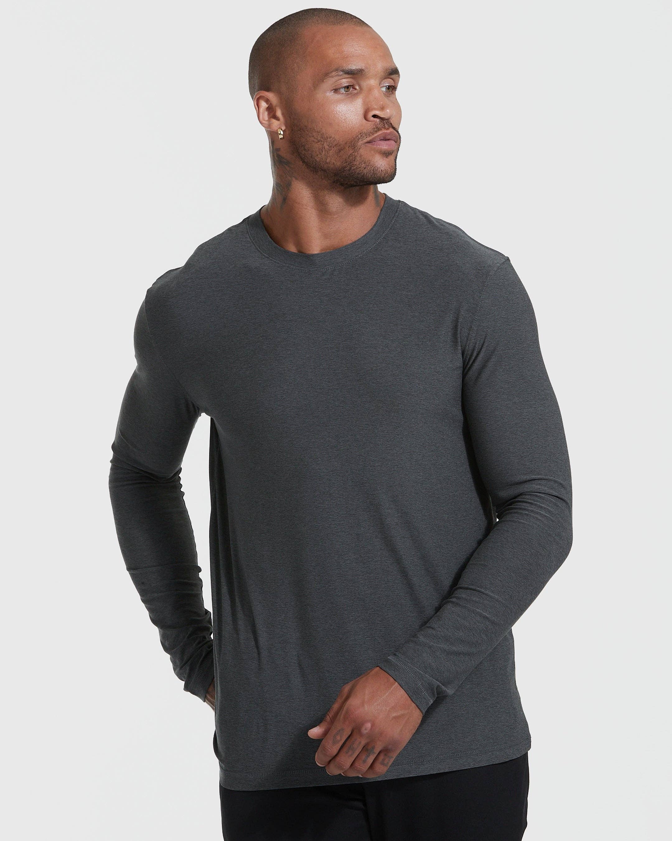 Long Sleeve | Active | Crew Neck | Charcoal Heather Gray