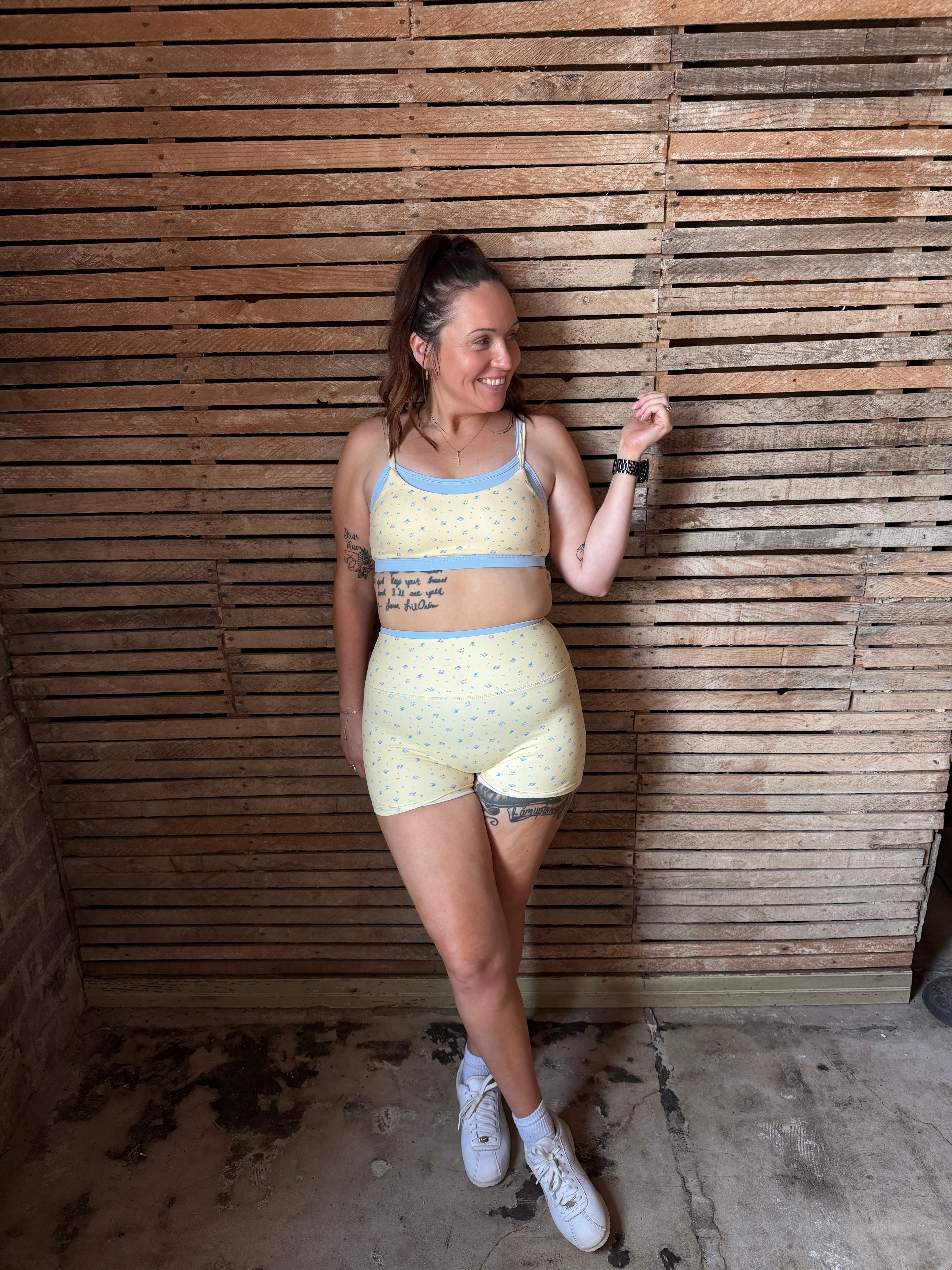 Ditsy Print Double Layered Sports Bra