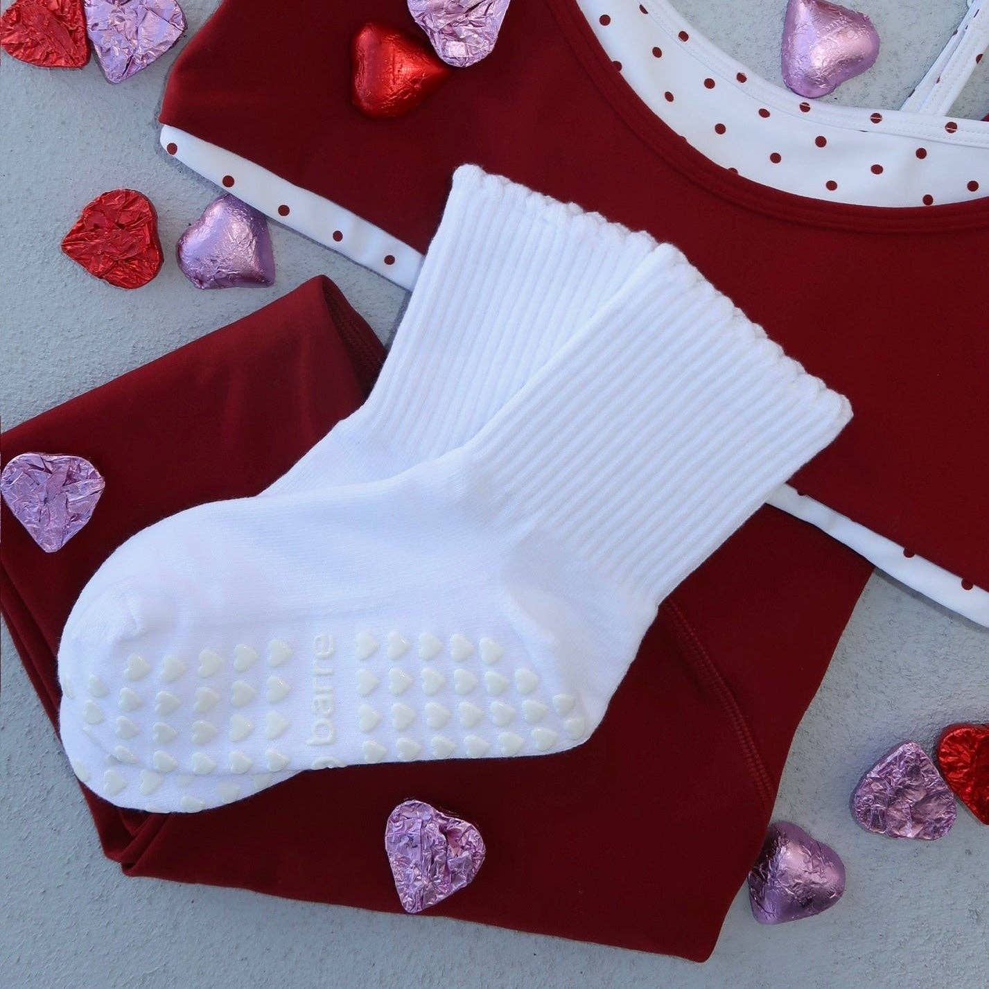 PILA Plain Best Grip Socks - White Ruffle