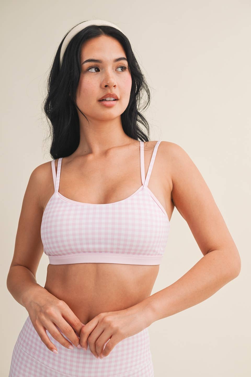 Red Gingham Double Layered Sports Bra