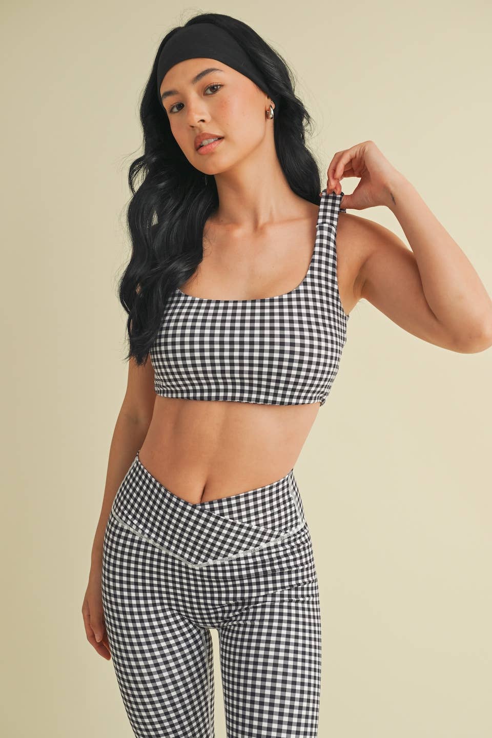 Gingham Print Ruched Bra Top