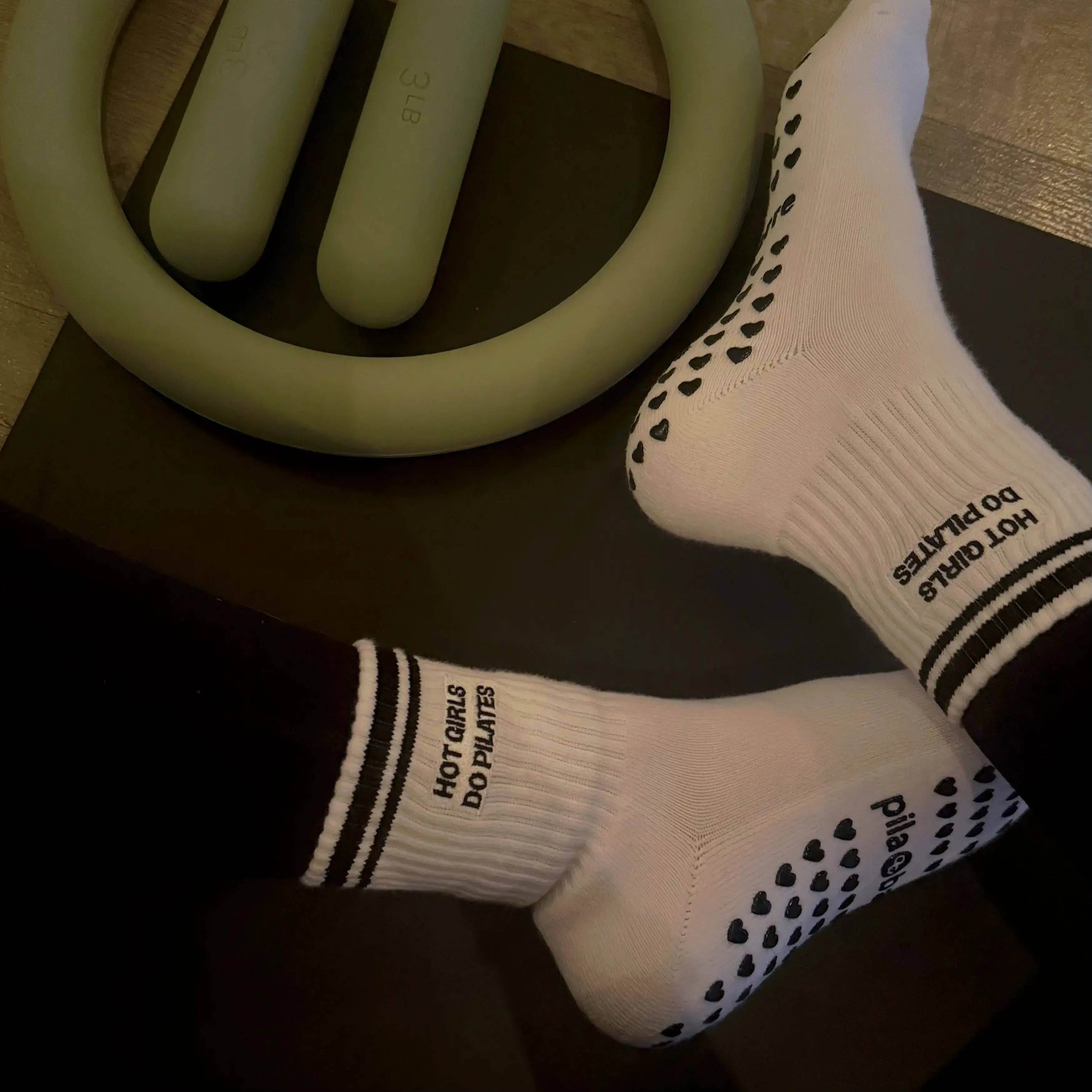Hot Girls Do PILATES Socks - White/Black