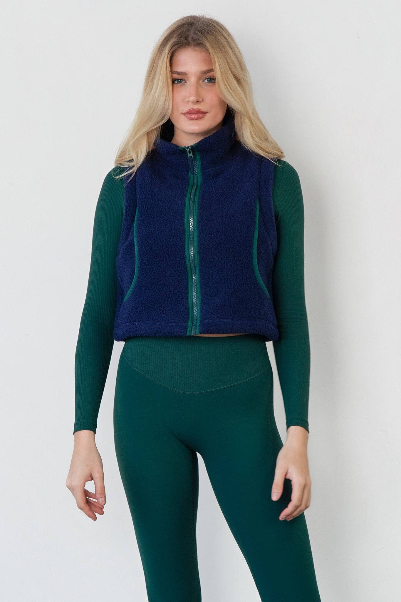 Vitality Polar Fleece Cropped Vest - Oxford