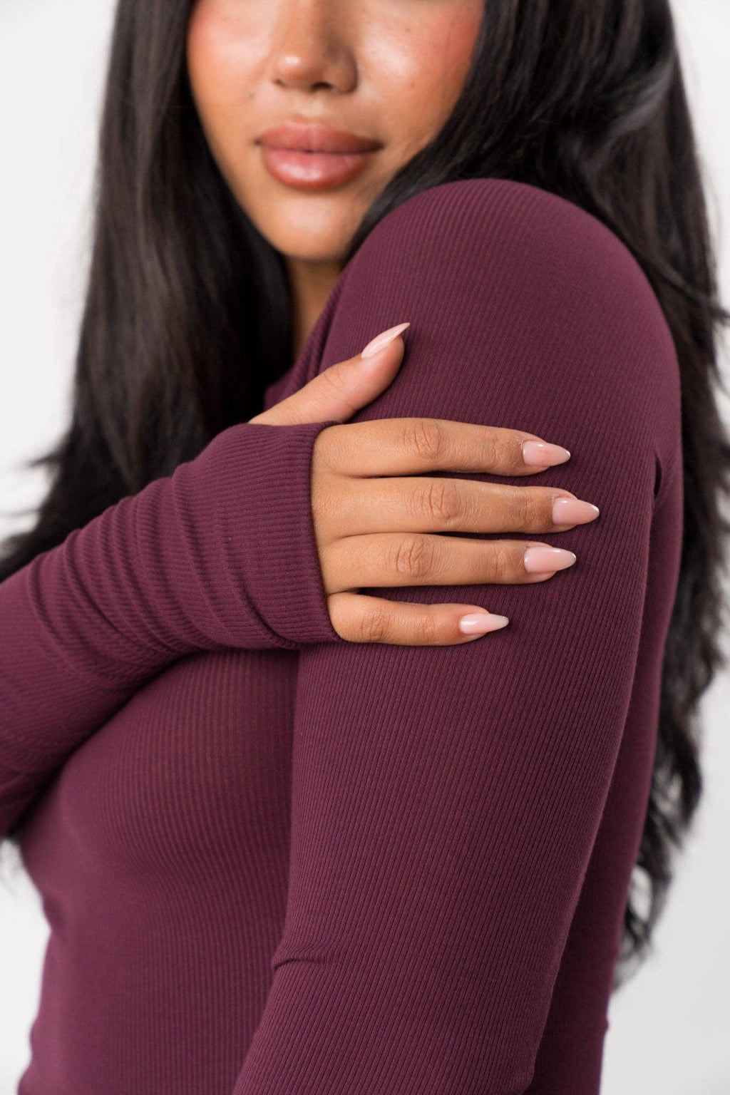 Vitality Easy Rib Henley Top - Wine