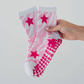 Zebra Star Grip Socks - Pink