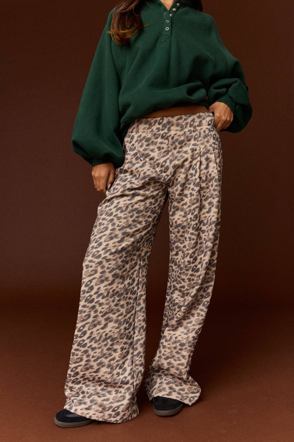 Leopard Print Wide Leg Pants