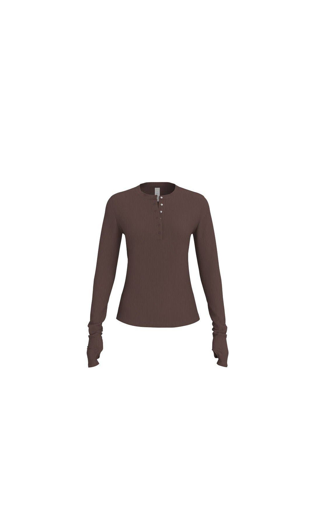 Vitality Float Rib Henley Top - Cocoa