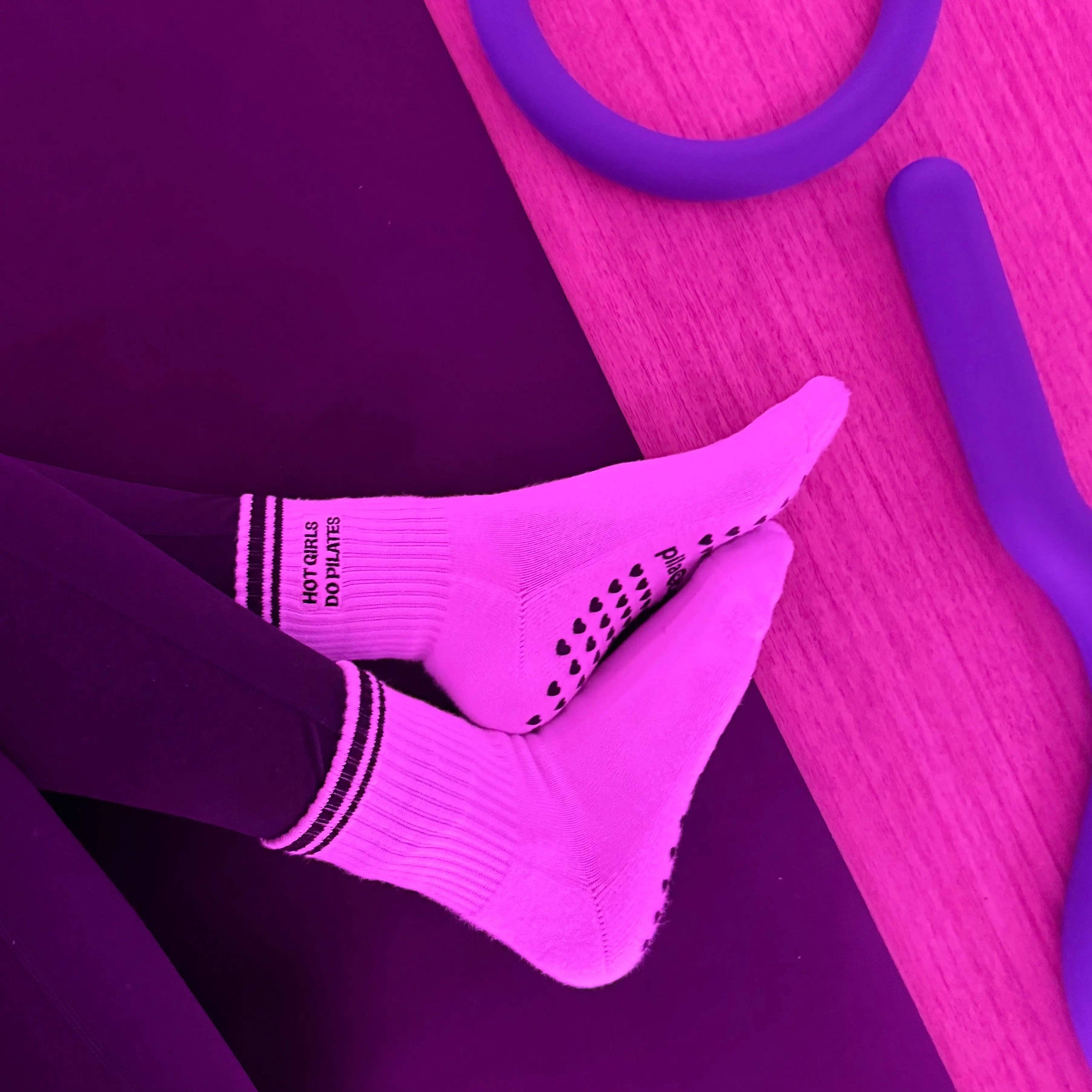 Hot Girls Do PILATES Socks - White/Black