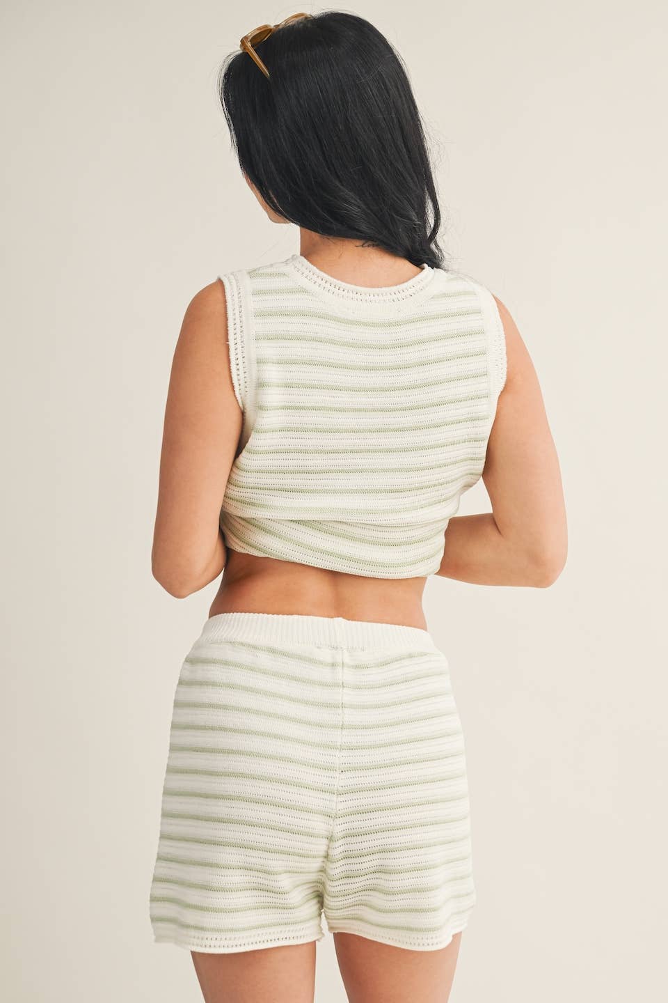 Striped Crochet Tank and Shorts Set