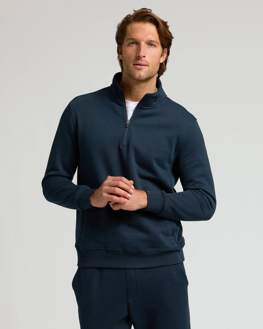 Navy Half Zip Fleece Sweatshirt