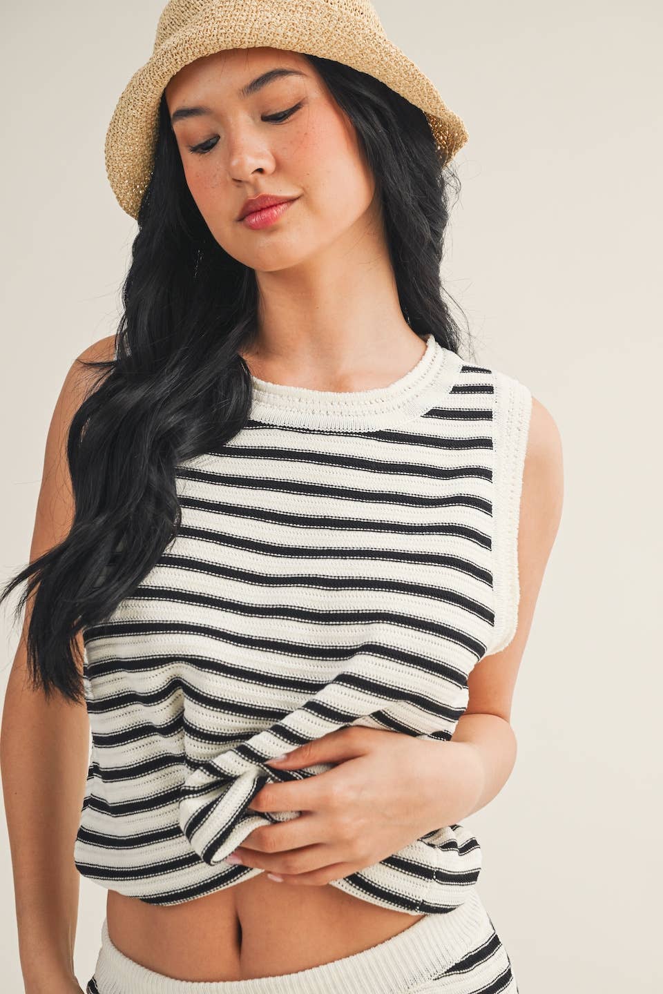 Striped Crochet Tank and Shorts Set