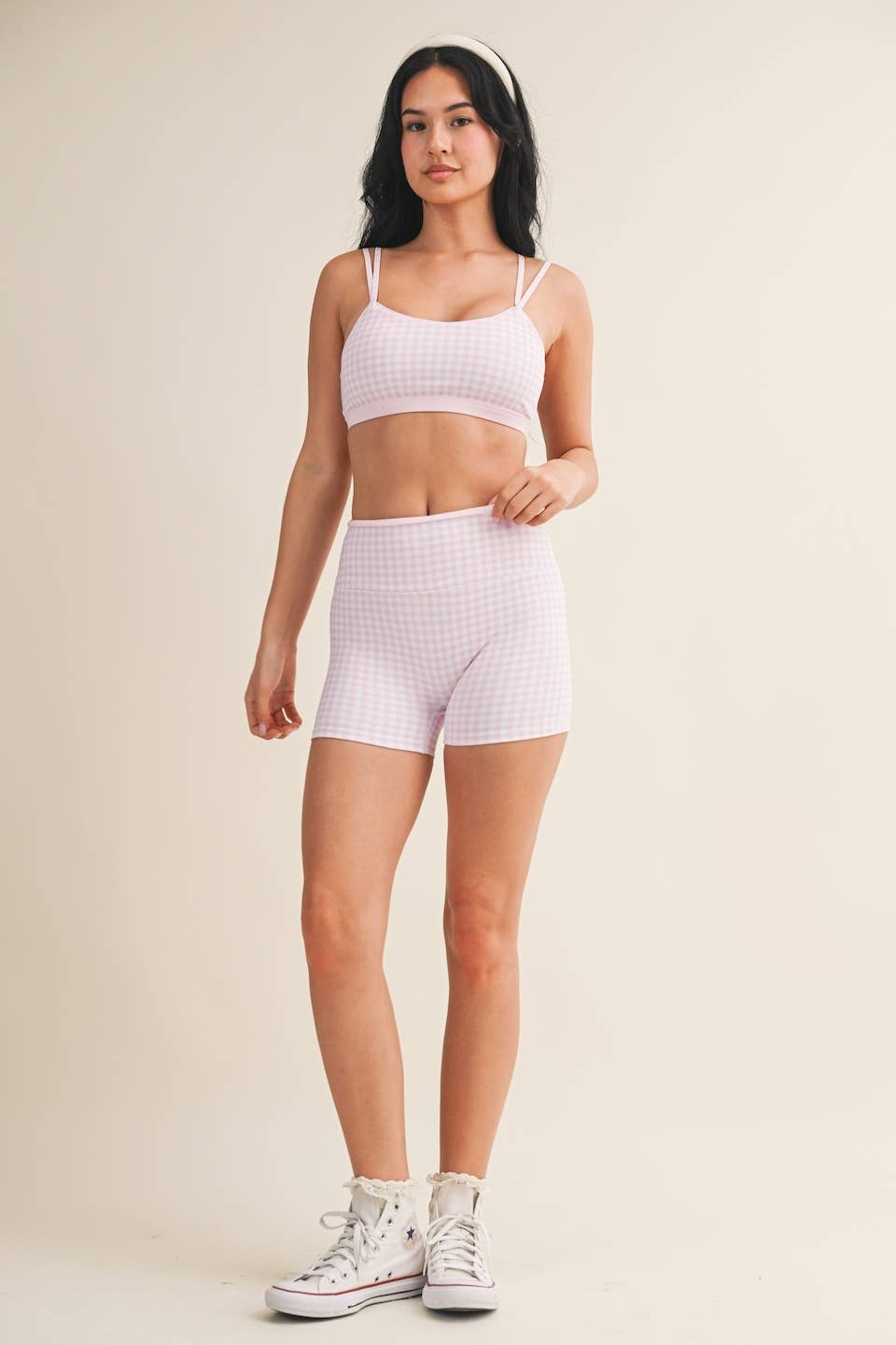 Red Gingham Double Layered Sports Bra