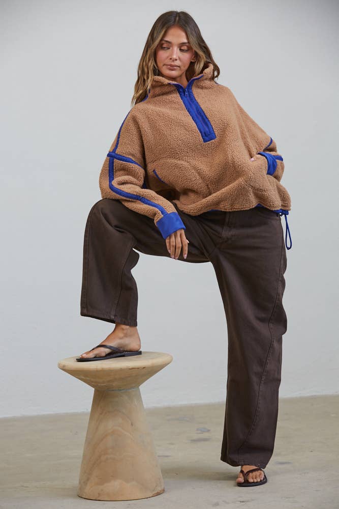 Teddy Sherpa Fleece Half Zip Pullover