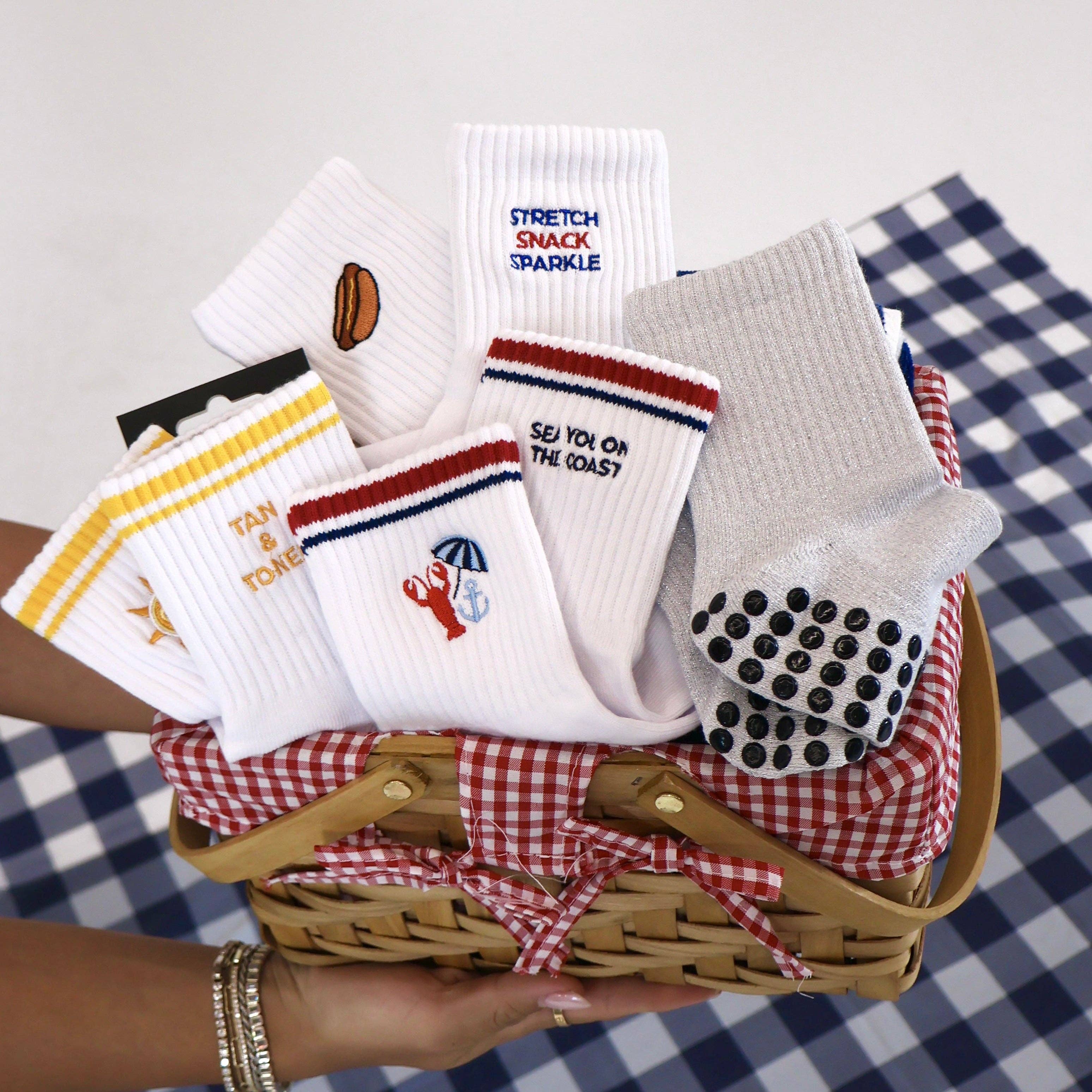 Stretch Snack Sparkle - Hotdog Grip Socks