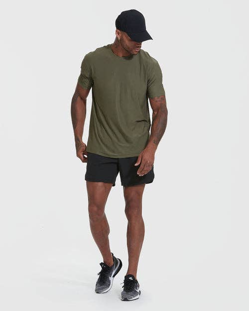 Short Sleeve T-Shirt | Active | Crew Neck | Military Green