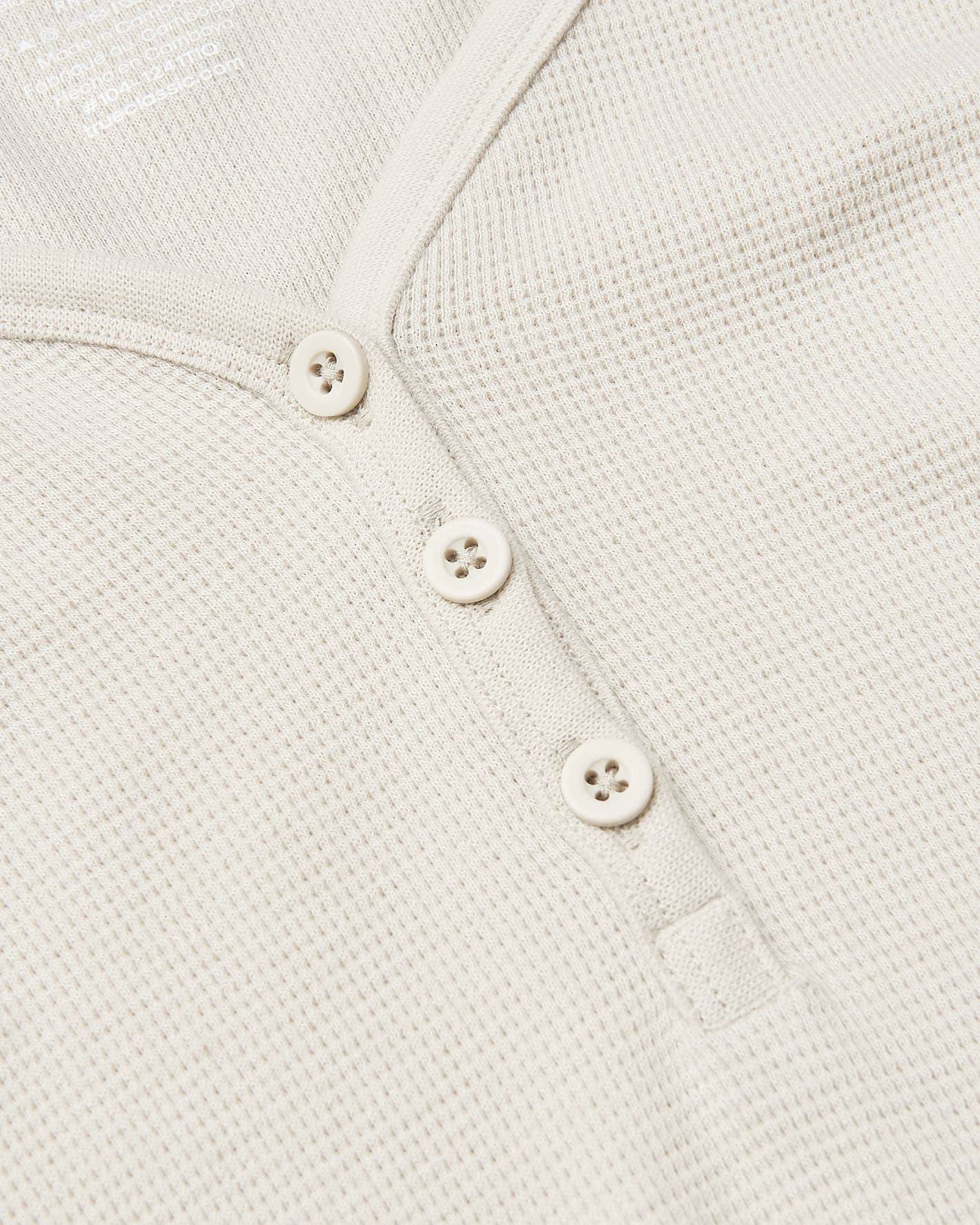 Womens Oatmeal Waffle Long Sleeve Boxy Henley