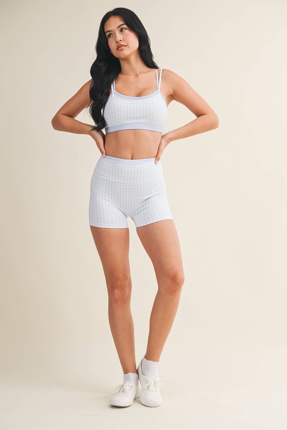 Red Gingham Double Layered Sports Bra