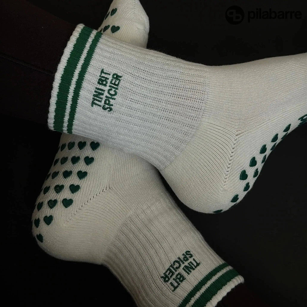 Tini Bit Spicier Grip Socks - Cream & Green