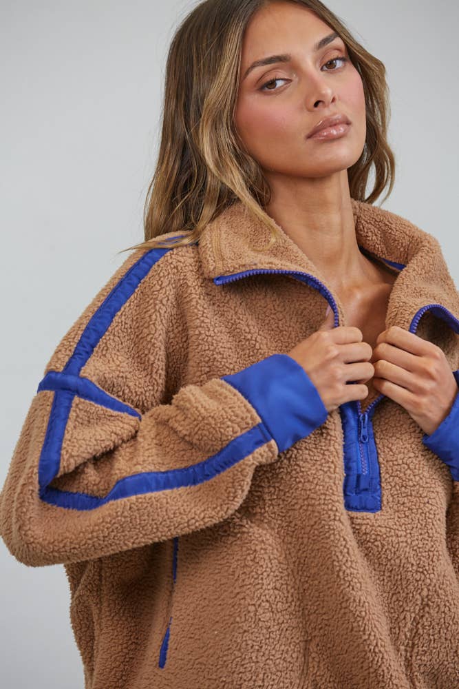 Teddy Sherpa Fleece Half Zip Pullover