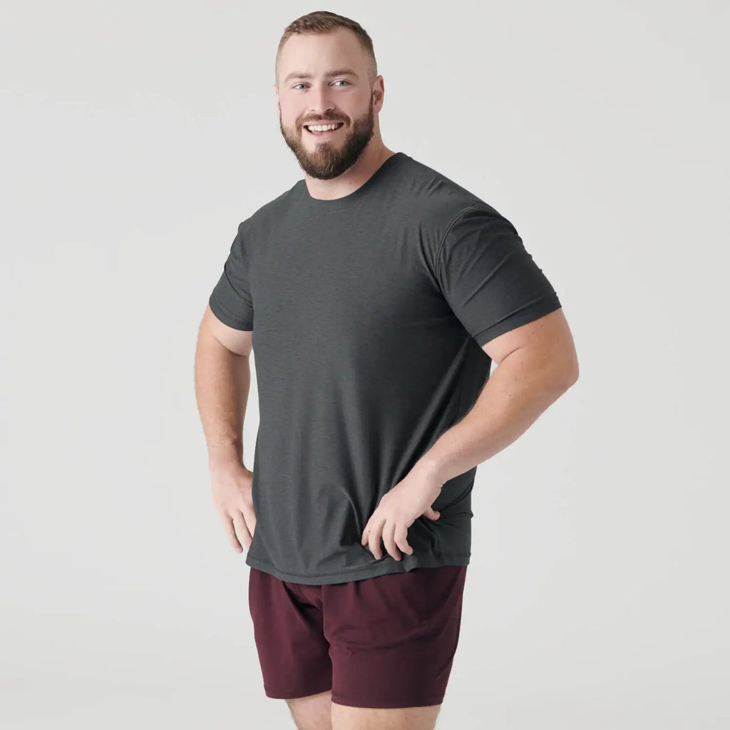 Short Sleeve T-Shirt | Active Crew Neck | Charcoal Heather Gray