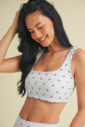 Cherry Print Ruched Bra Top