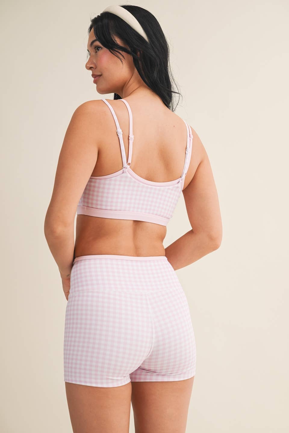 Red Gingham Double Layered Sports Bra
