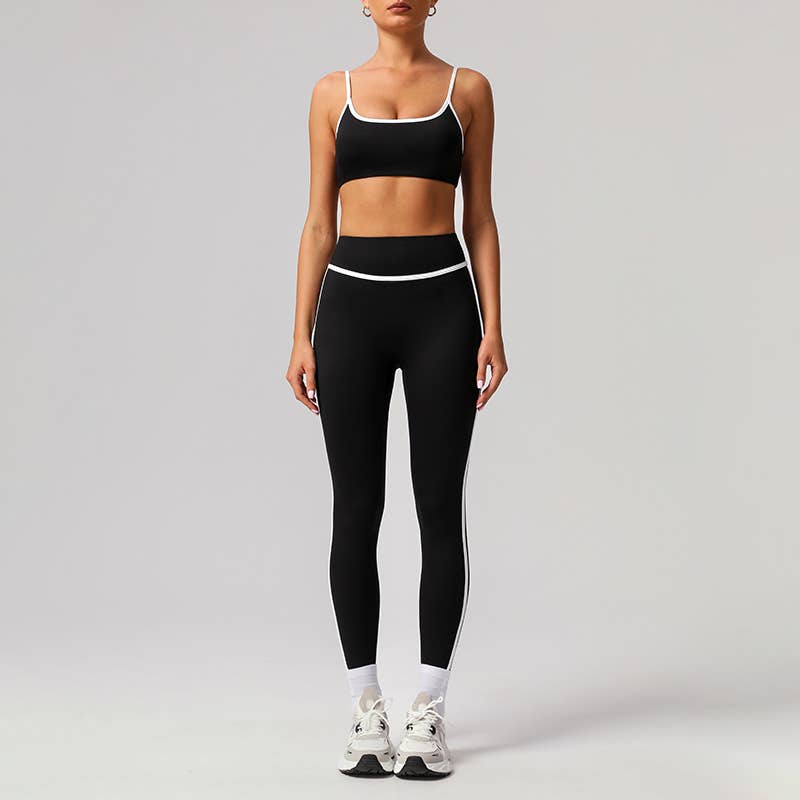 Black Bra + High-Waisted Leggings 2-Piece Set