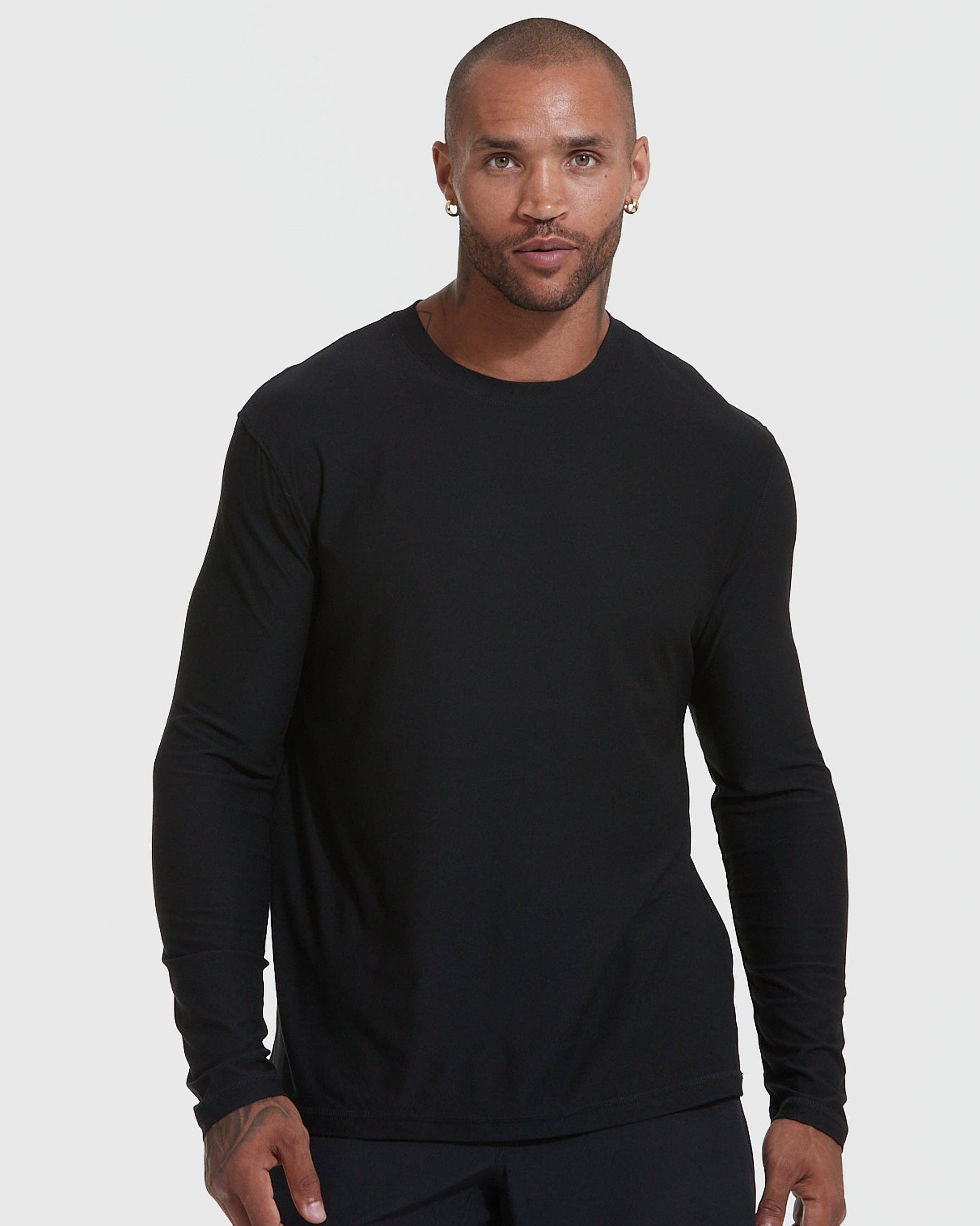 Long Sleeve T-Shirt | Active | Crew Neck | Black