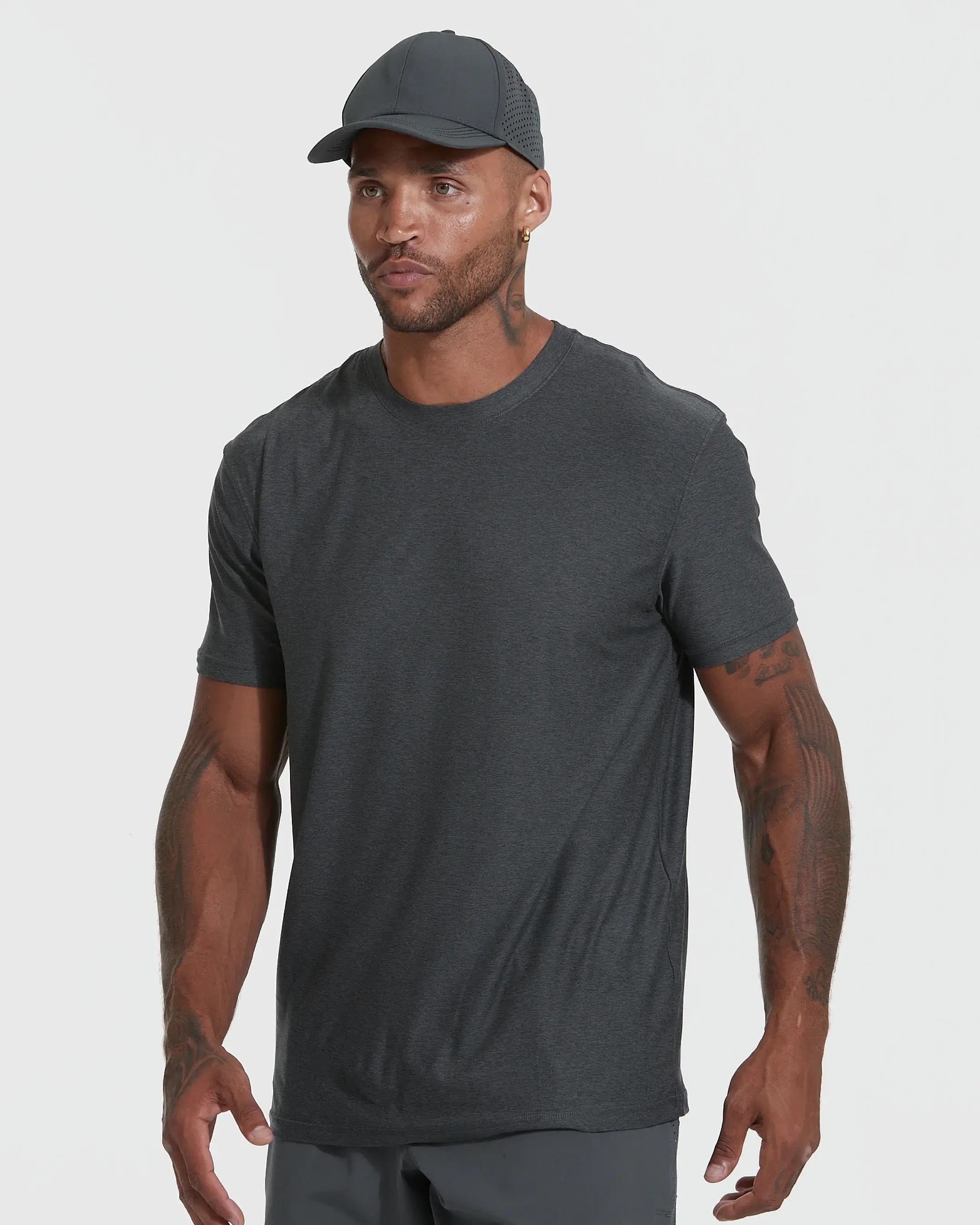 Short Sleeve T-Shirt | Active Crew Neck | Charcoal Heather Gray