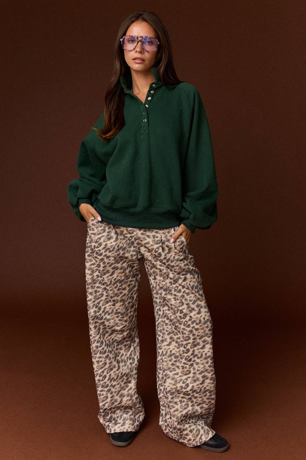 Leopard Print Wide Leg Pants