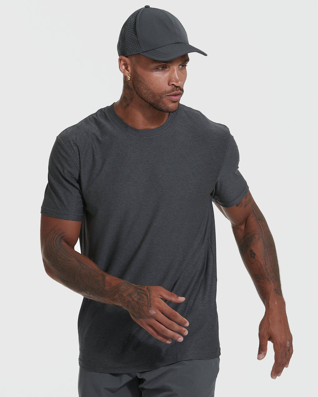 Short Sleeve T-Shirt | Active Crew Neck | Charcoal Heather Gray
