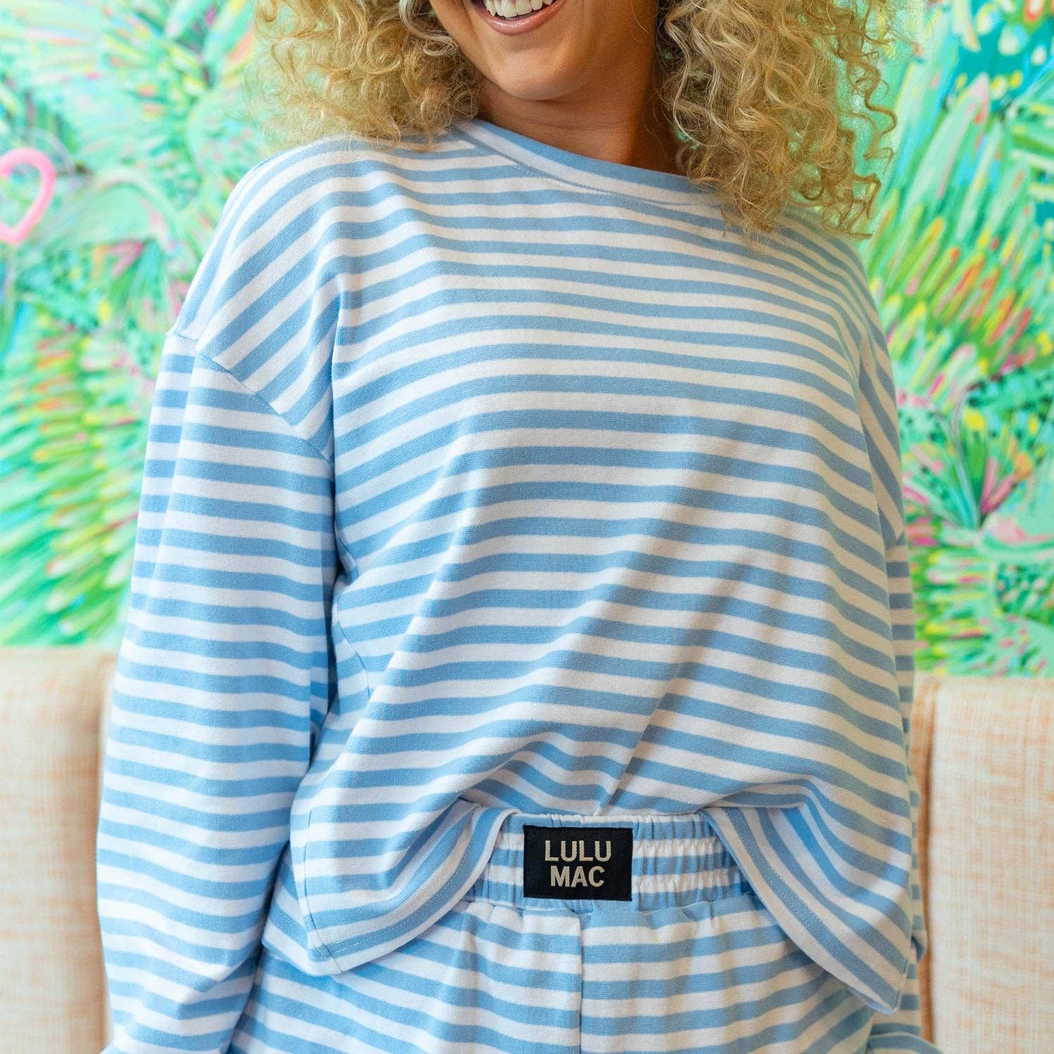STRIPE LONGSLEEVE TOP-LIGHT BLUE