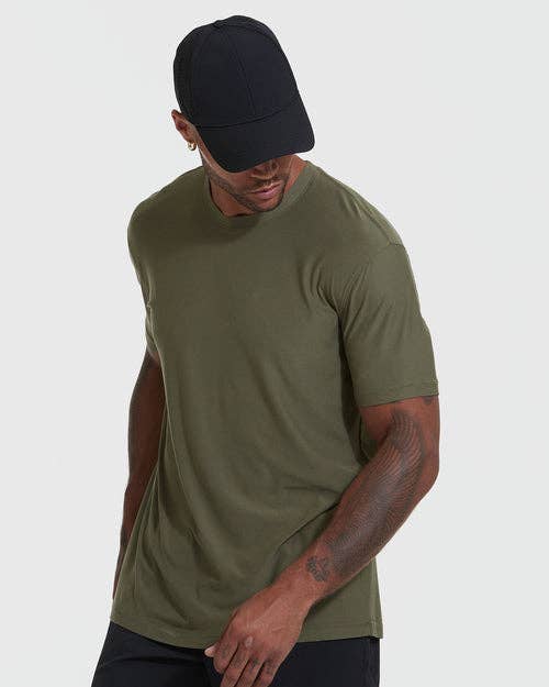 Short Sleeve T-Shirt | Active | Crew Neck | Military Green