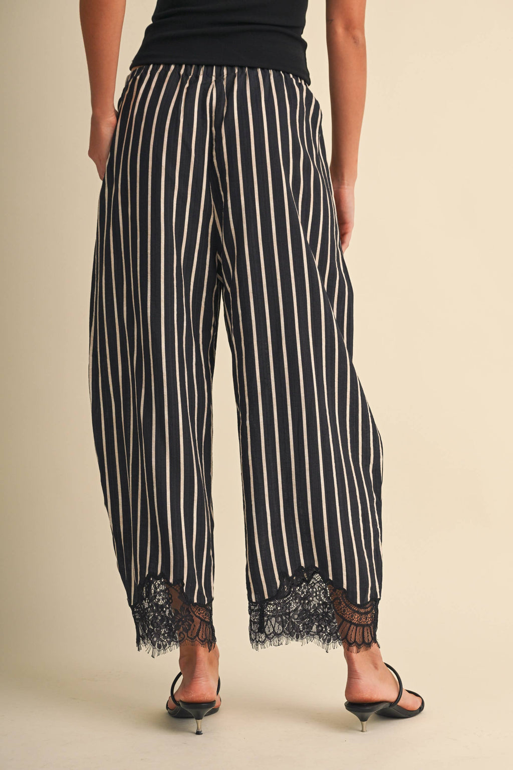 IP1597 LACE HEM STRIPED BARREL CULOTTES