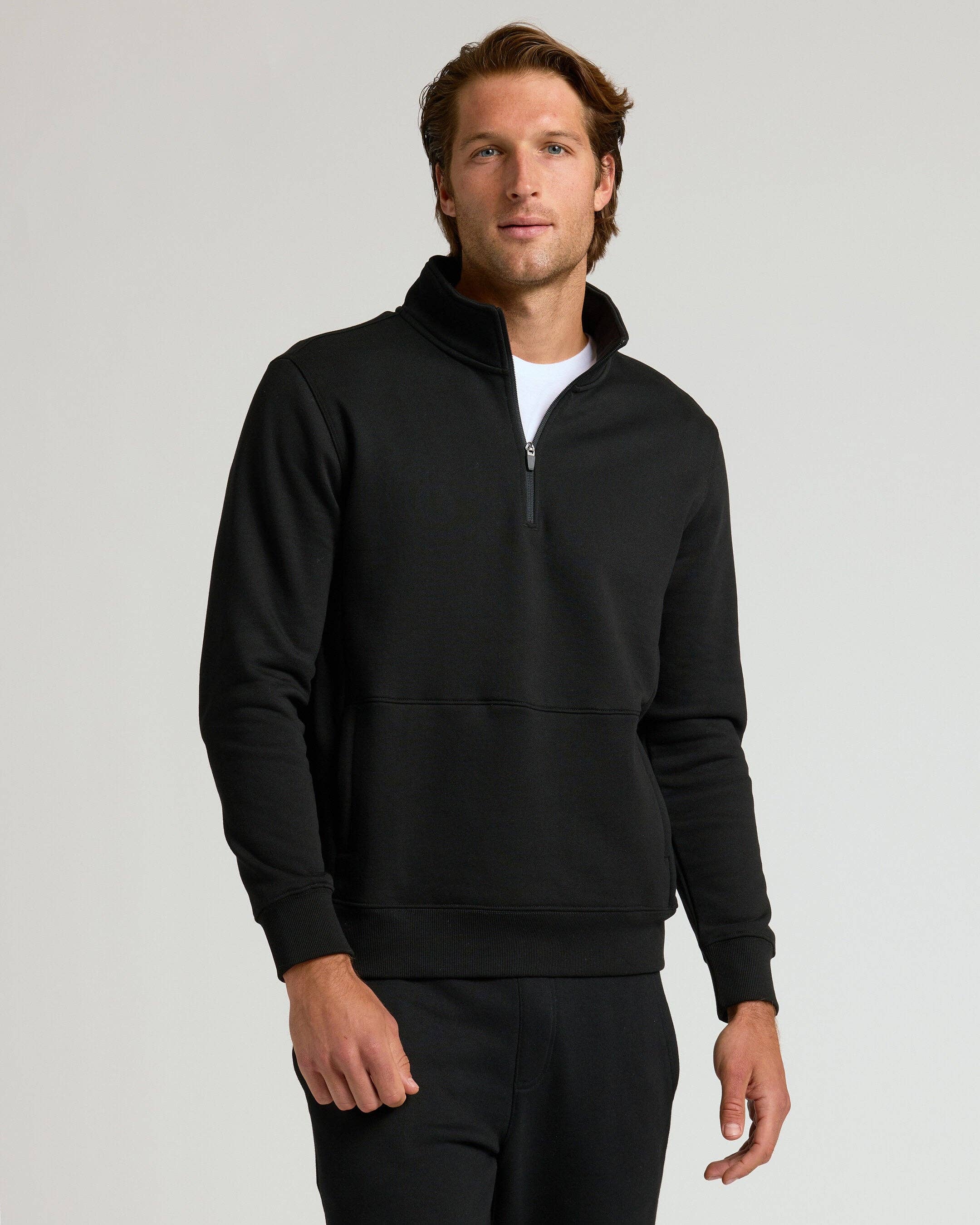 Black Half Zip Fleece Sweatshirt
