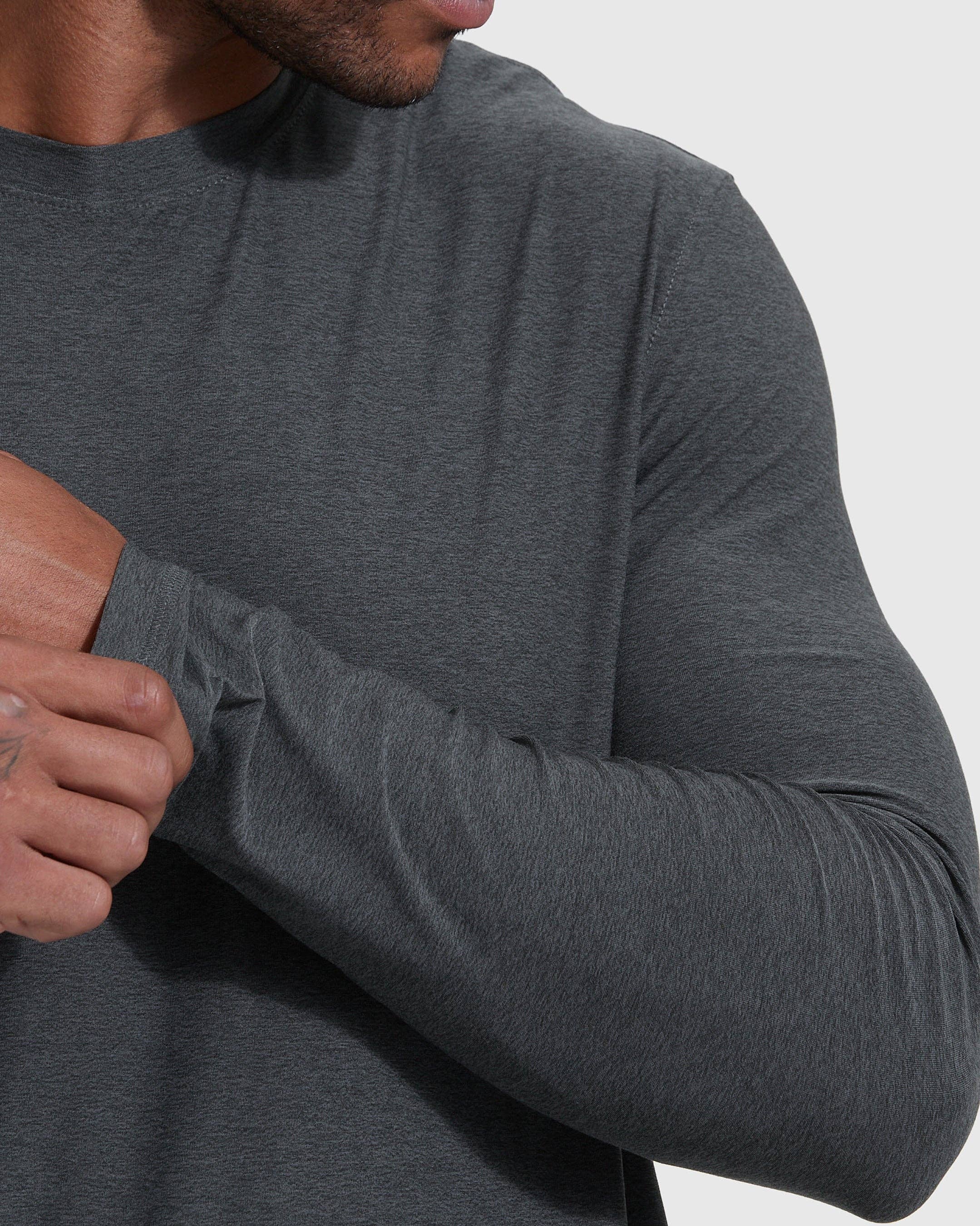 Long Sleeve | Active | Crew Neck | Charcoal Heather Gray