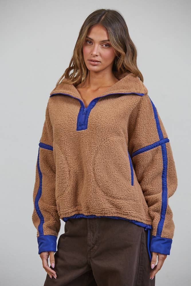 Teddy Sherpa Fleece Half Zip Pullover