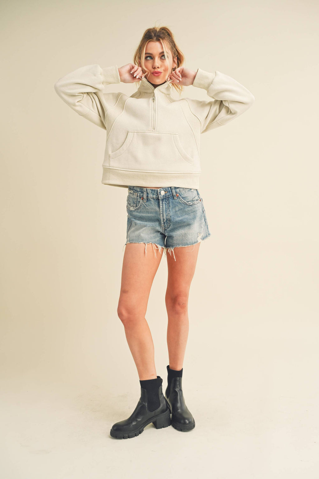 Dove Funnel Neck Half Zip