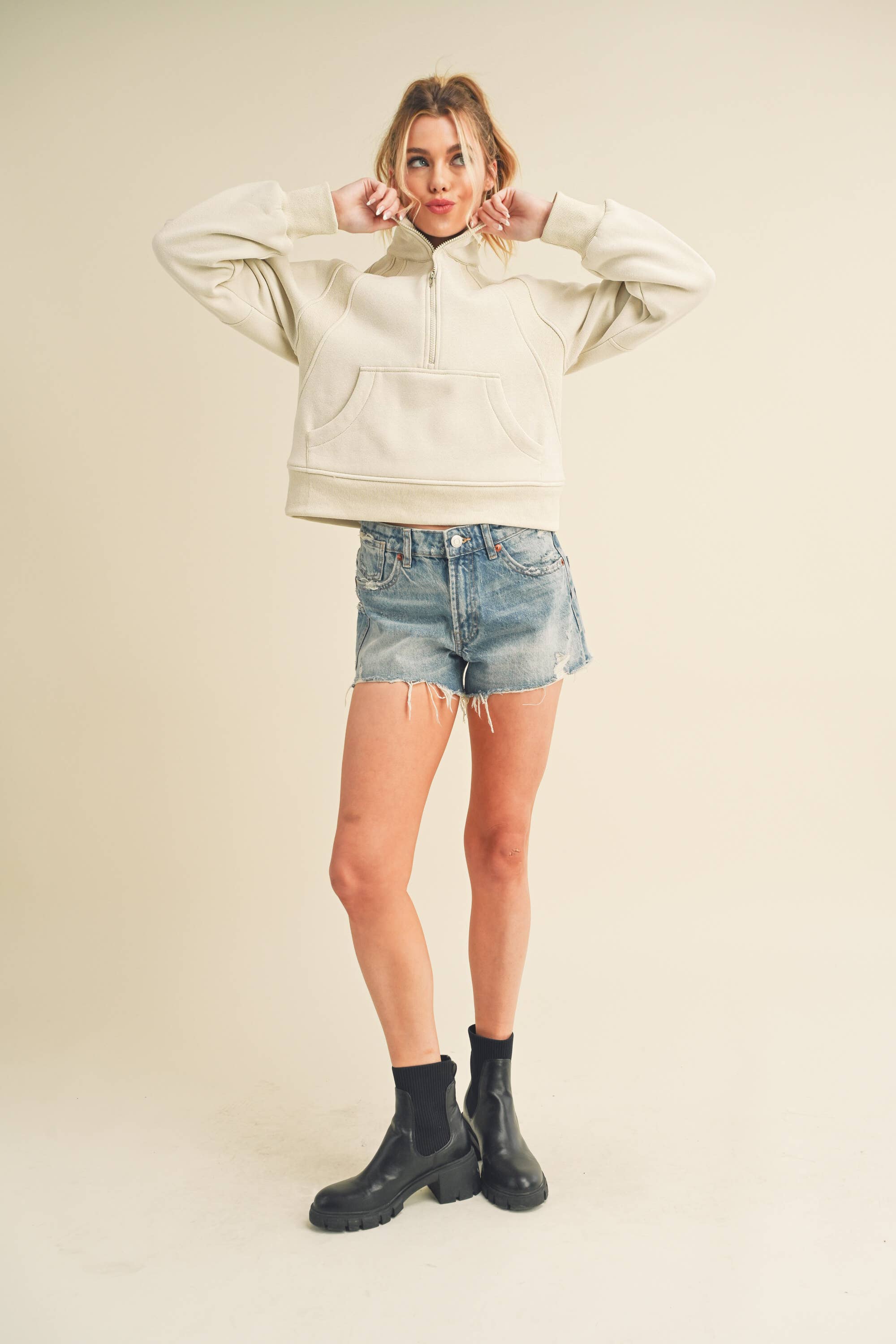 Dove Funnel Neck Half Zip