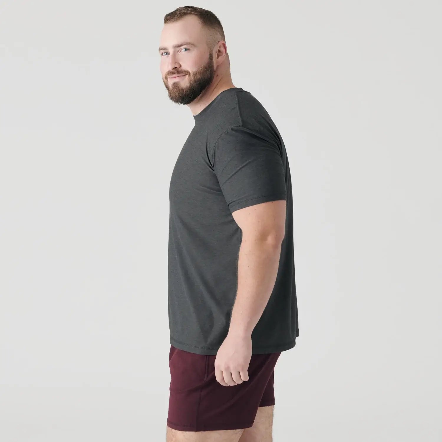 Short Sleeve T-Shirt | Active Crew Neck | Charcoal Heather Gray
