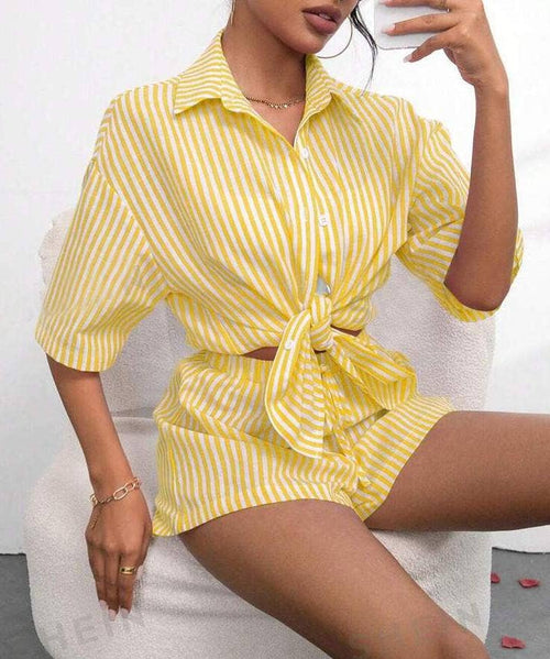 Beach Please Button Up / Shorts Set