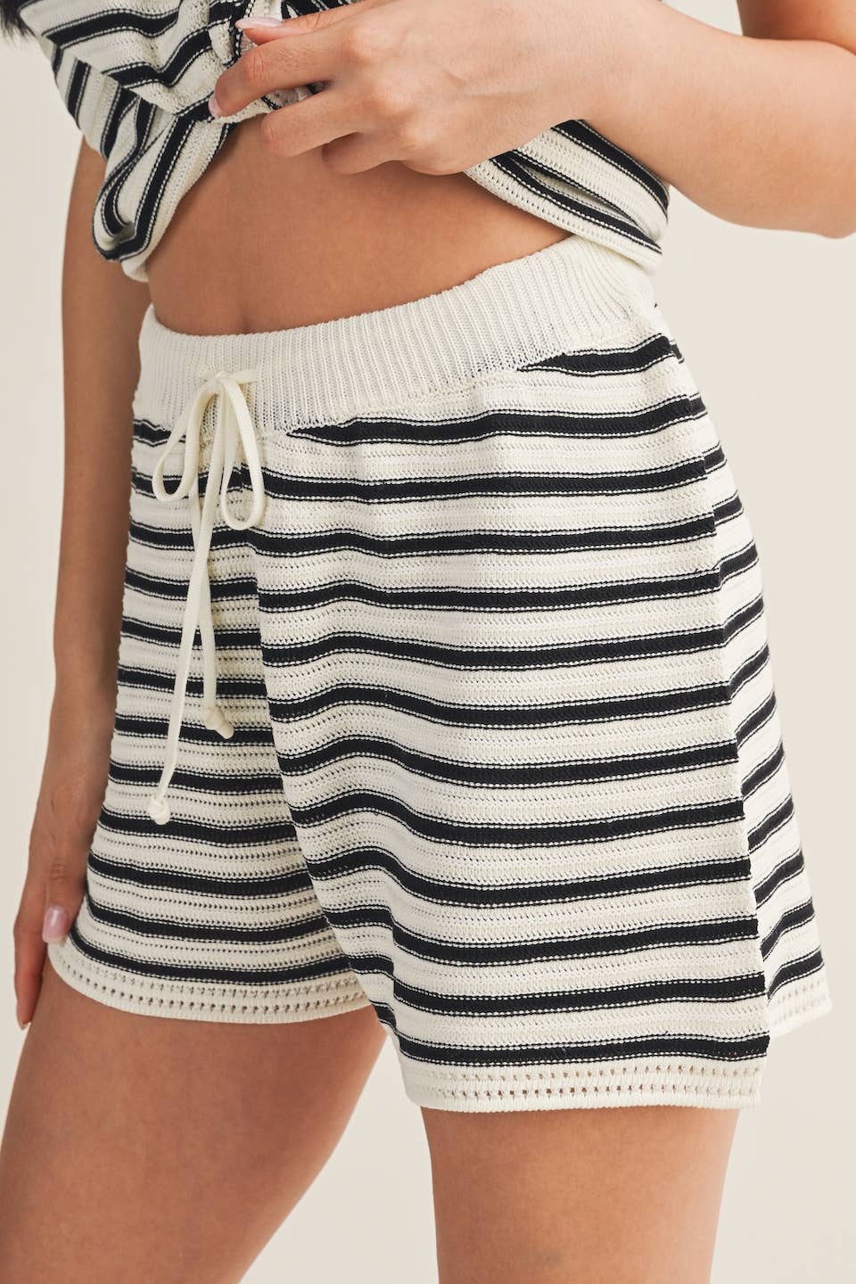 Striped Crochet Tank and Shorts Set