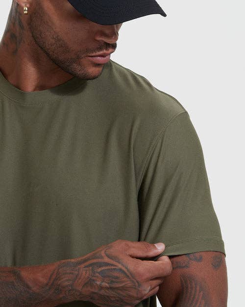 Short Sleeve T-Shirt | Active | Crew Neck | Military Green