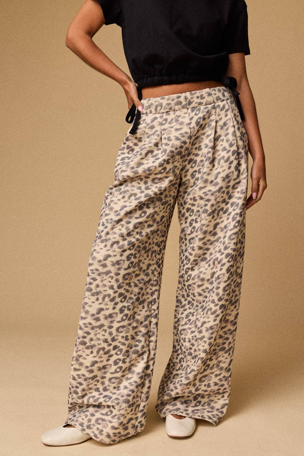 Leopard Print Wide Leg Pants