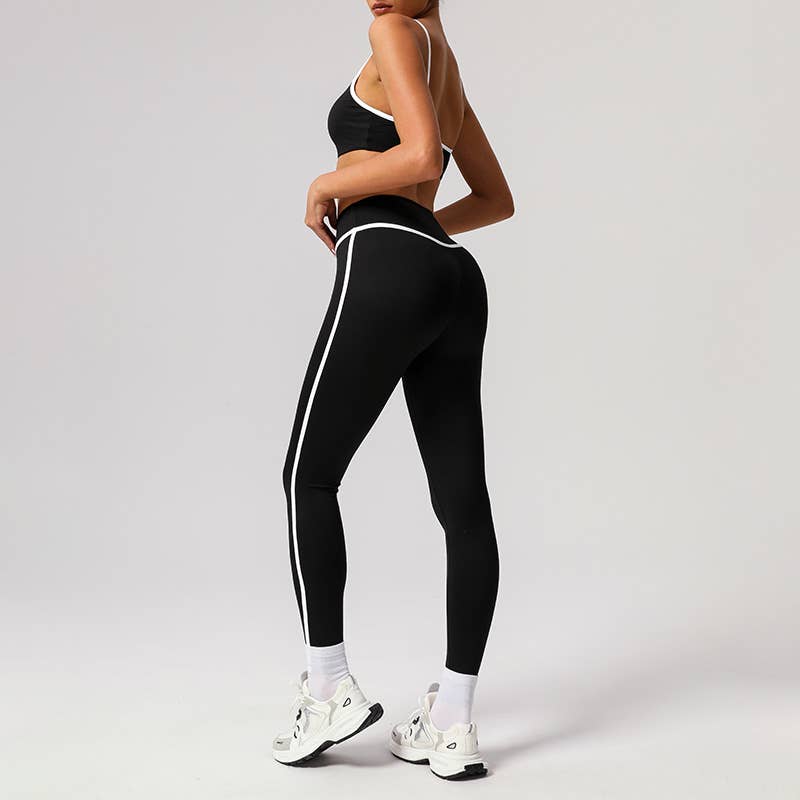 Black Bra + High-Waisted Leggings 2-Piece Set