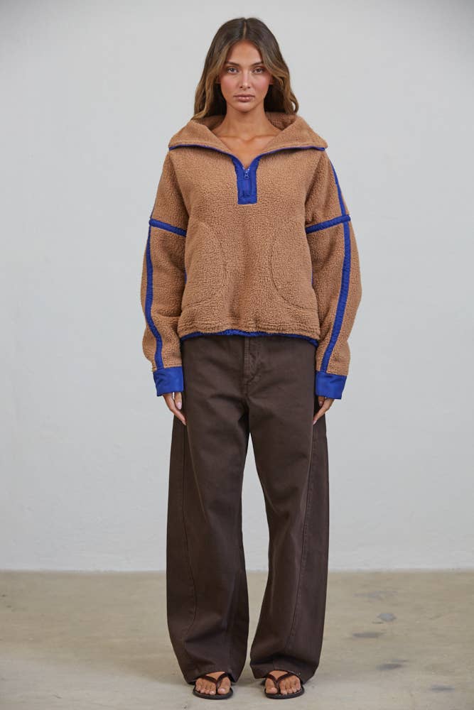 Teddy Sherpa Fleece Half Zip Pullover