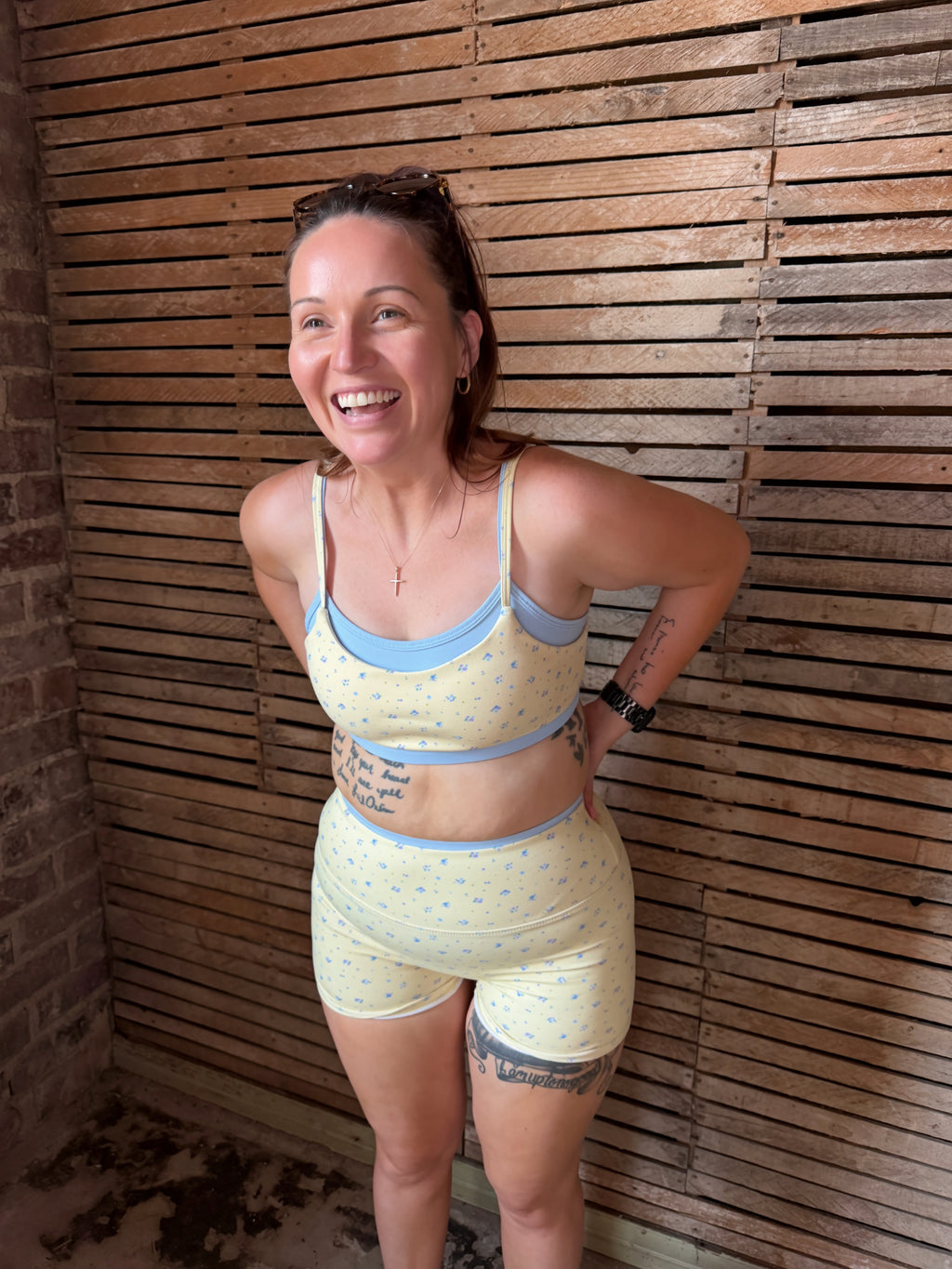 Ditsy Print Double Layered Sports Bra