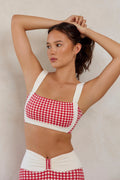 Astoria Luxe Balance Ruched Sports Crop - Red Gingham