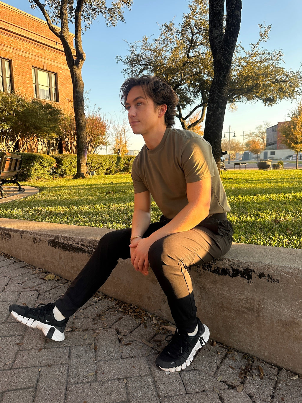 Short Sleeve T-Shirt | Active | Crew Neck | Military Green